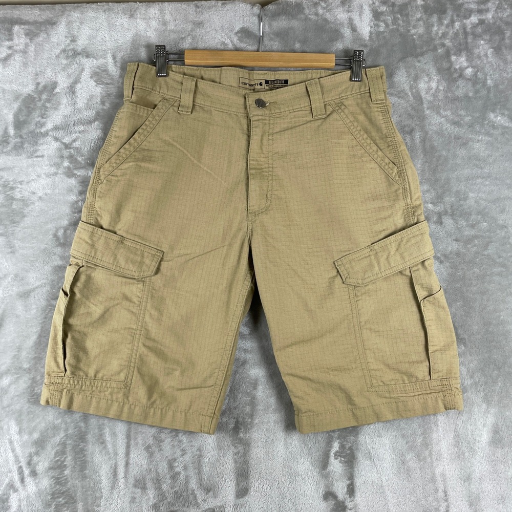 Carhartt Cargo Shorts Mens 33 Tan Relaxed Fit Ripstop Force 103543-253